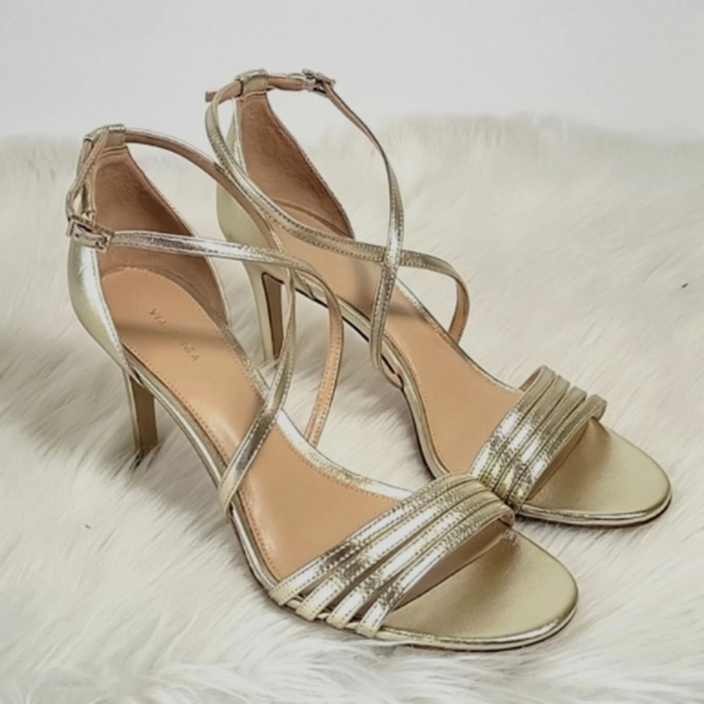 Via Spiga Platino Mila gold leather sandal women's size 8.5M